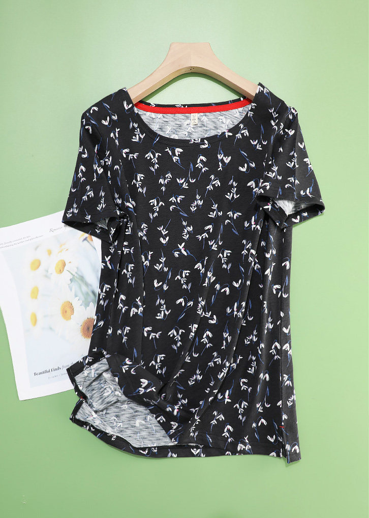 短袖英伦风薄印花纯棉女柔软亲肤