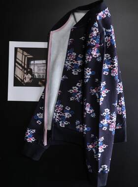 加绒加厚碎花棒球服运动碎花外套