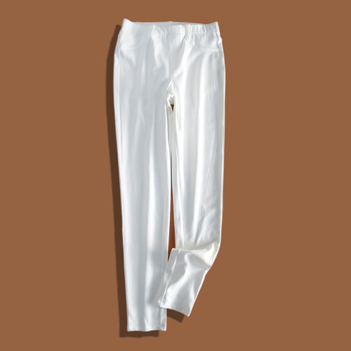 英伦风中高腰修身风小白裤