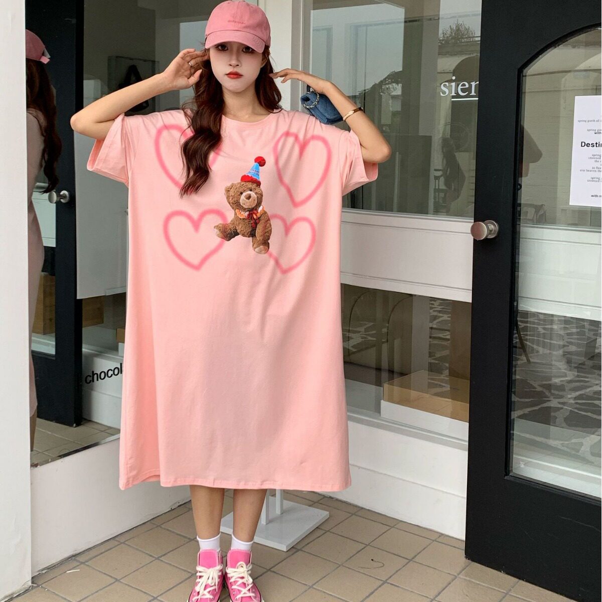 夏季加大码胖MM睡衣 短袖宽松简约外穿加加长亲肤薄款家居服睡裙