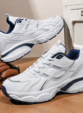 冬季男鞋防水白色运动鞋加绒棉鞋防滑跑步鞋46大码47增高48老爹鞋