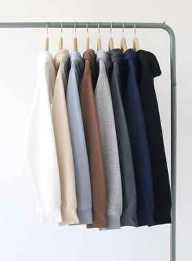 秋季新款白色灰色碳素灰色双面健康棉 套头连帽卫衣男 女bf风宽松