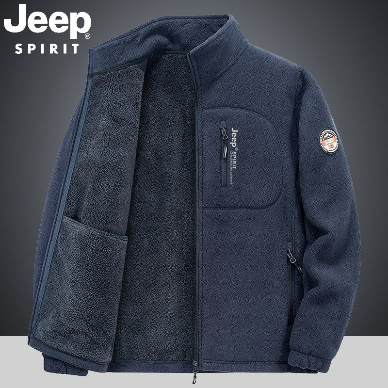 吉普JEEP中老年男加绒加厚卫衣