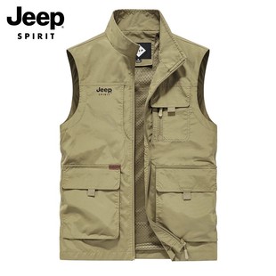 吉普马甲男士夏季新款多口袋坎肩背心百搭美式工装休闲马夹外套男