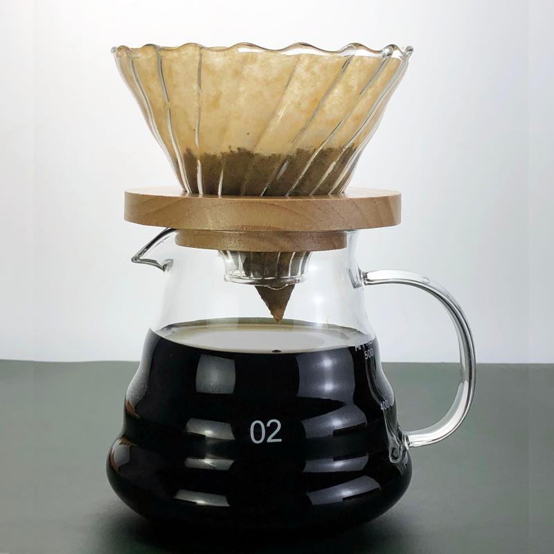 手冲玻璃实木架咖啡v60加厚滤杯