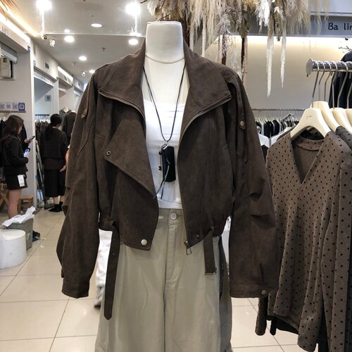 设计翻领麂皮绒外套女2026秋新款韩版小个子宽松休闲夹克XC85100