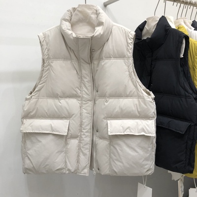 大口袋立领羽绒服马甲女2025秋冬新款韩版加厚白鸭绒背心XXJ5503