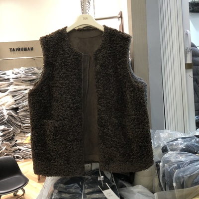 坎肩羊羔毛马甲女2025秋冬新韩版宽松大版仿皮毛一体马夹TGM2005