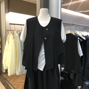 宽松休闲无袖 不规则西装 韩版 新款 坎肩背心女TGM701 马甲女2026春季