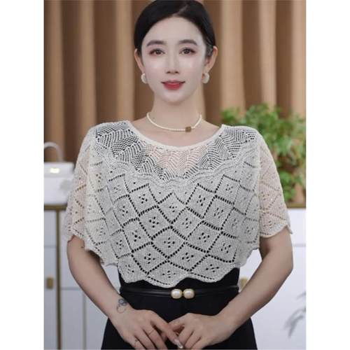 夏季防晒贵妇披肩透气套头百搭时尚新款空调罩衫薄款外搭针织披肩