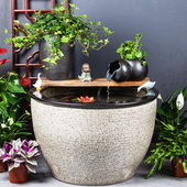 景德镇陶瓷鱼缸覆古庭院老式 大水缸睡莲荷花缸古法养鱼缸造景流水