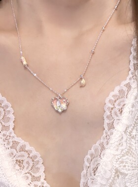 定制饰品渐变爱心花朵项链珍珠白猫眼轻奢高级感百搭精致锁骨链