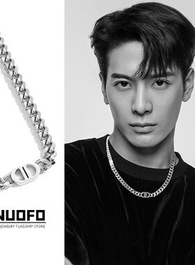 王嘉尔同款项链男百搭高级感钛钢不掉色项链时尚高级感古巴链配饰