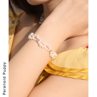 PP饰品 彩色蕾丝珍珠手链女小众轻奢设计感闺蜜手饰礼物 Lucy