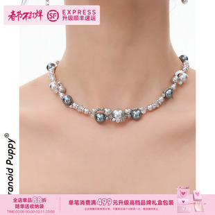 东京限定·烬 灰银绫珍珠项链高级小众设计感甜酷辣妹风choker