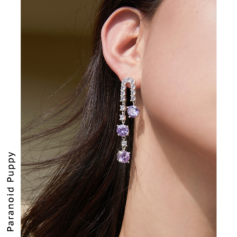 巴洛克莫奈紫925纯银耳环