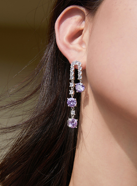 PP饰品《莫奈紫》巴洛克紫色925纯银耳环女小众轻奢耳饰高级耳坠