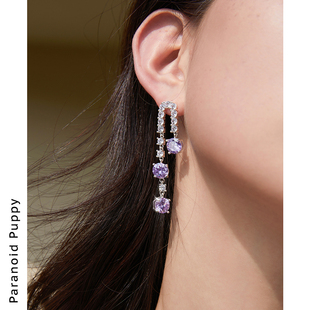 PP饰品 巴洛克紫色925纯银耳环女小众轻奢耳饰高级耳坠 莫奈紫