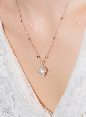 珍珠做的松果～橡·原创纯银细链简约高级感秋冬毛衣链精致锁骨链