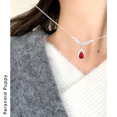 ParanoidPuppy女红宝石水滴项链