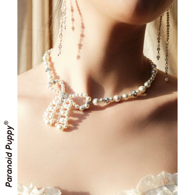 把浪漫系在颈间~蝴蝶结珍珠项链