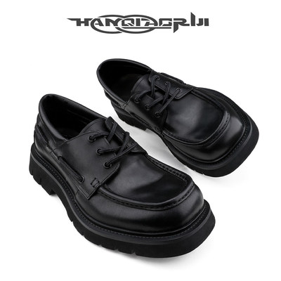 韩桥日记头层牛皮厚底乐福德比鞋