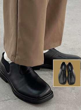 [异型系列]韩桥日记新款高低趾橡筋皮鞋潮男套脚德比鞋懒人皮鞋女