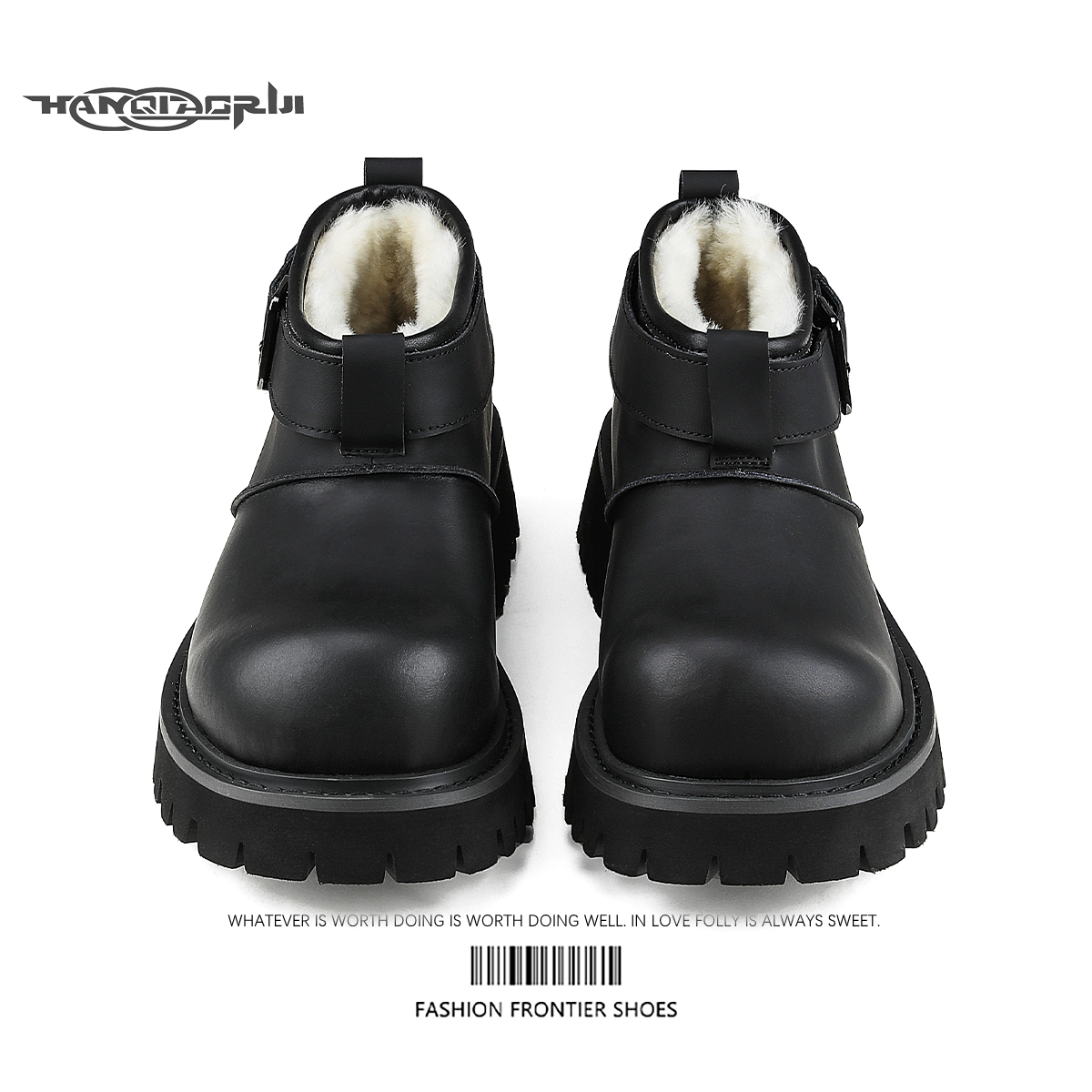 韩桥日记冬季雪地靴加绒德比短靴