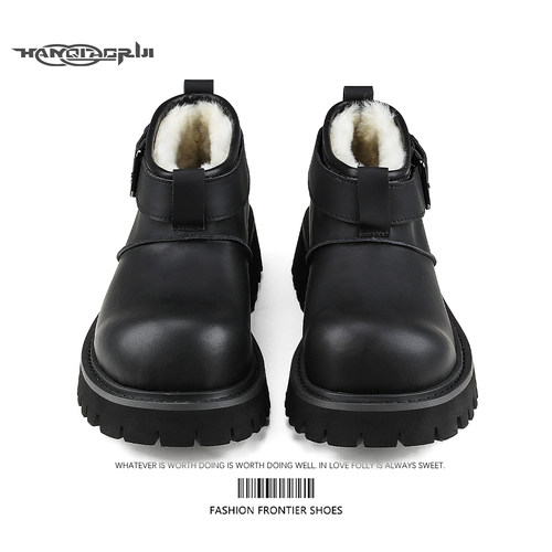 韩桥日记冬季雪地靴加绒德比短靴