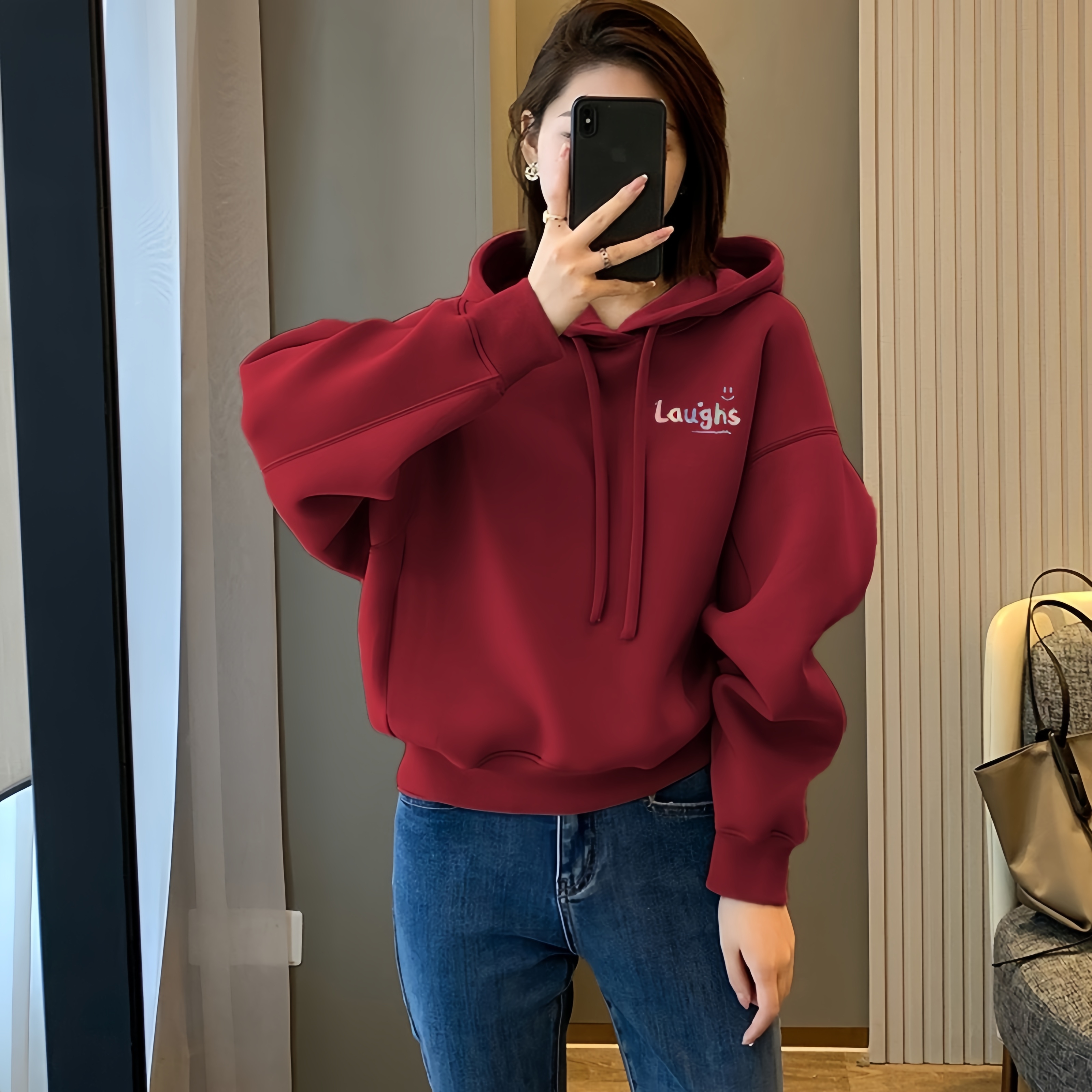 送运费险不起球减龄连帽卫衣女