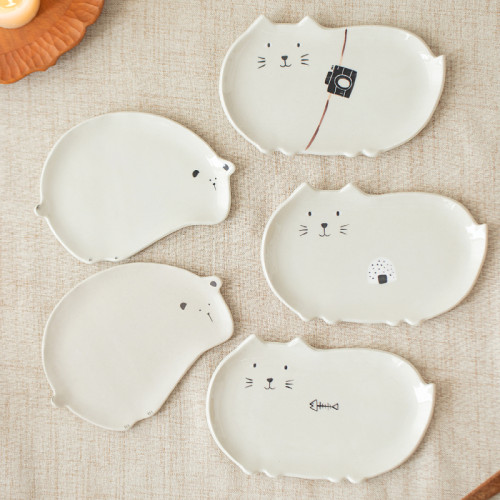 原创手工手绘猫咪甜品盘