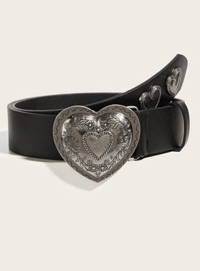 BradyMelivette复古爱心雕刻时尚y2k精致女皮带腰带牛仔裤工装风