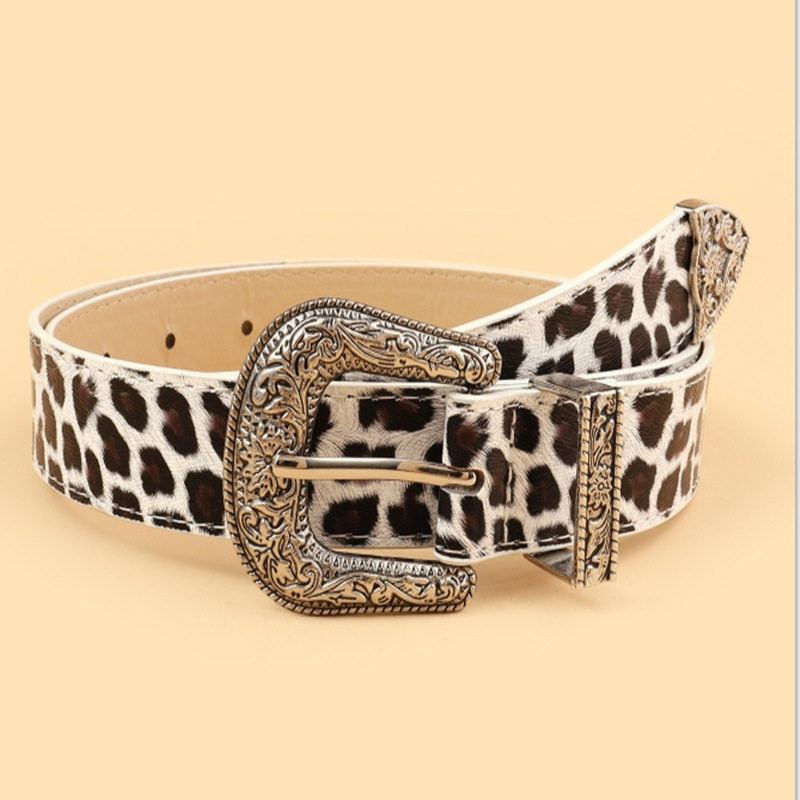 欧美复古豹纹时尚Y2K西部扣皮带