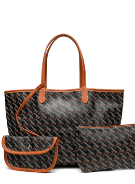 BradyMelivette狗牙包三件套印花托特包大容量通勤手提包单肩包