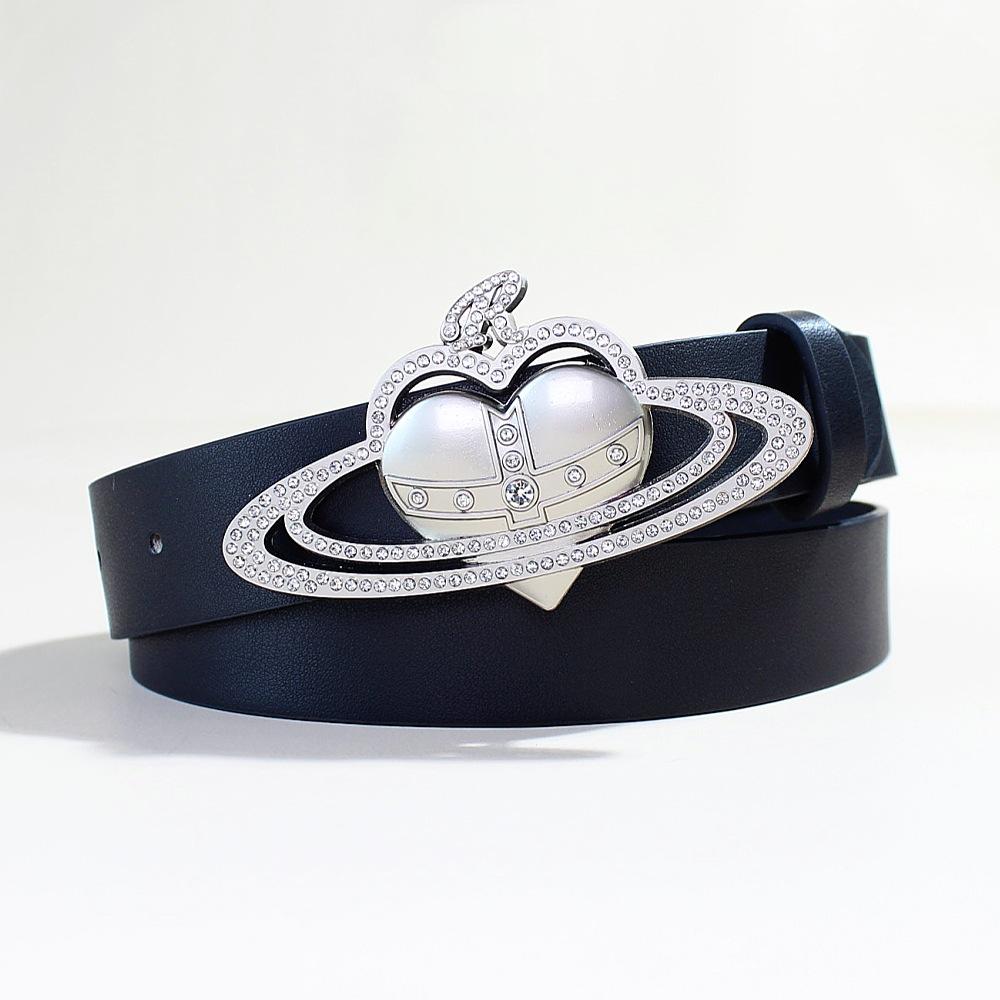 暗黑潮牌西太后银色土星皮带百搭PU皮宽腰带男女通用牛仔裤裤带