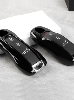 适用于保时捷黑色钥匙壳macan718Cayenne帕拉梅拉Taycan911钥匙