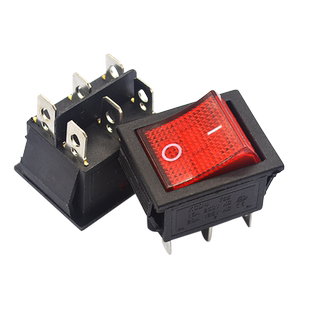 KCD4船型开关 船形开关 翘板电源按钮 6脚带灯 16A 250V 31x25mm