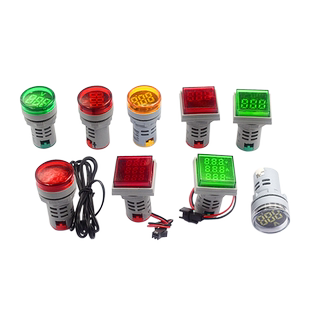 数显指示灯LED电压电流频率表方形数显交流按扭信号灯AD16双显