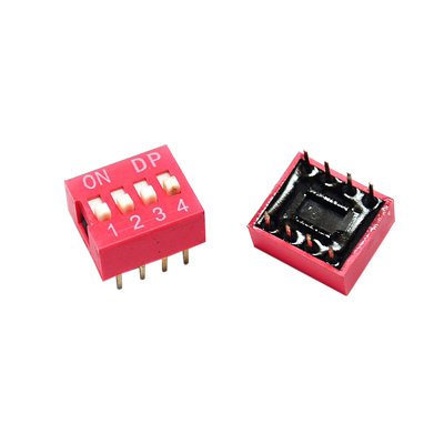 拨码开关四位平拨直插脚距dip