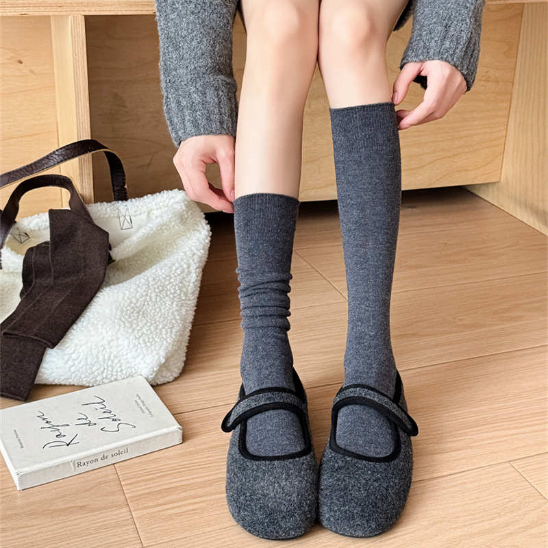 小腿袜女秋冬羊绒暖绒加厚保暖堆堆袜压力瘦腿长筒袜配靴子高筒袜