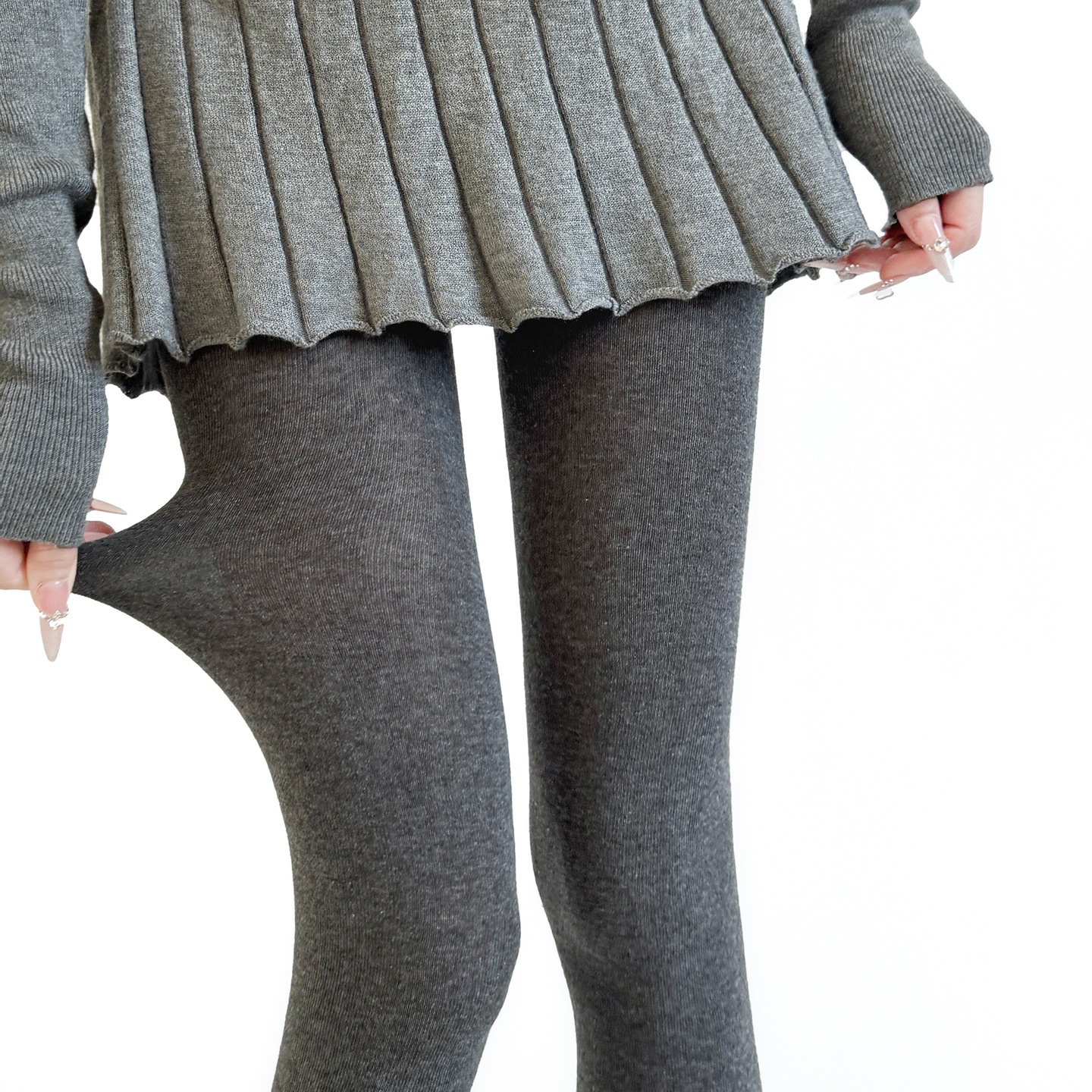 烟灰色连裤袜女春秋冬纯色压力显瘦平板打底裤袜高弹黑色jk踩脚袜