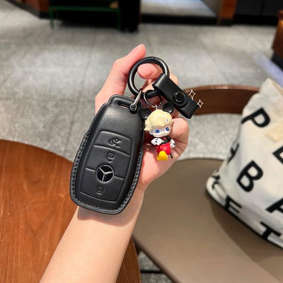 适用奔驰c260l钥匙套e300l壳c200le车扣s级A级glc高级真皮男女