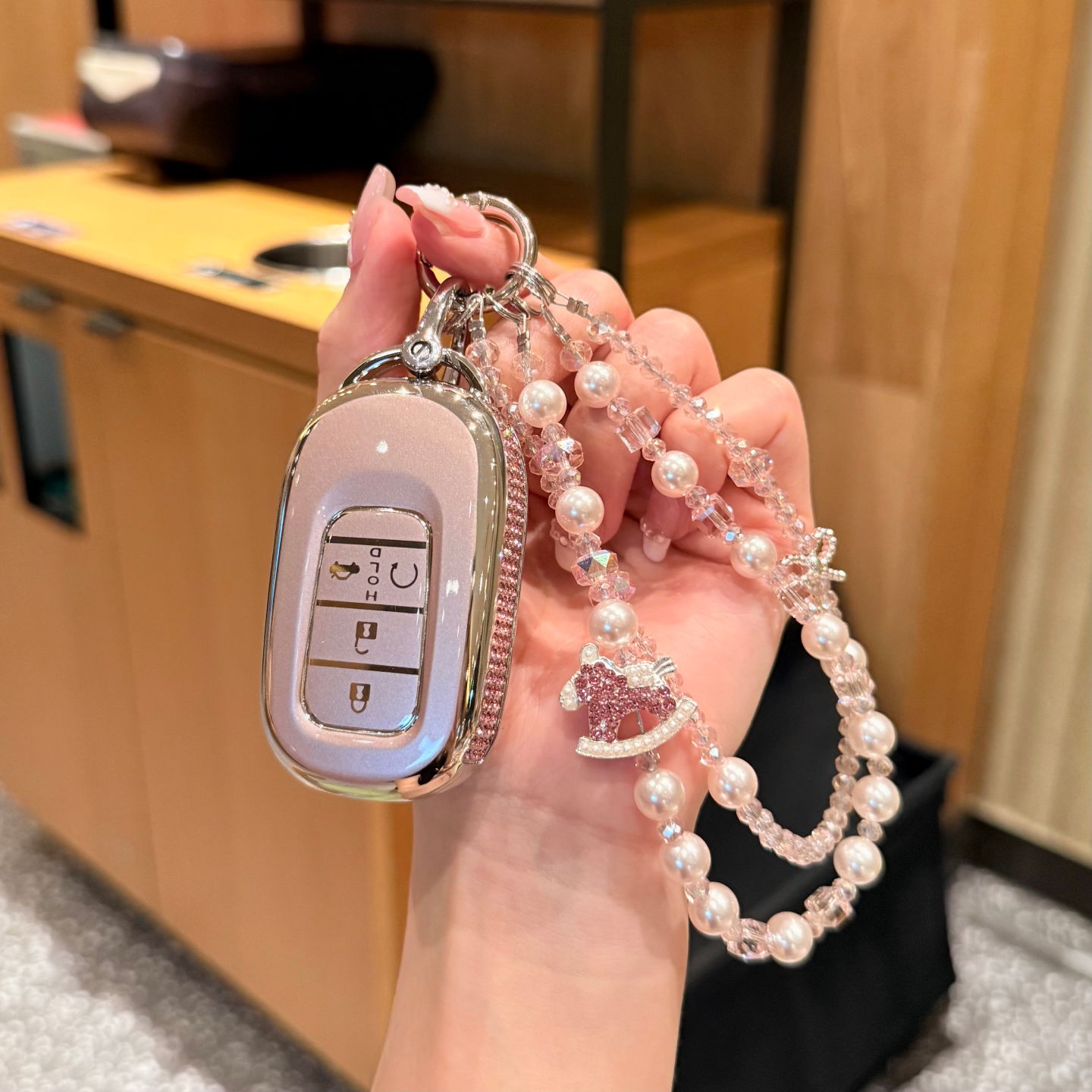 适用本田雅阁钥匙套11代思域XRV凌派皓影CRV型格缤智粉钻壳包高档