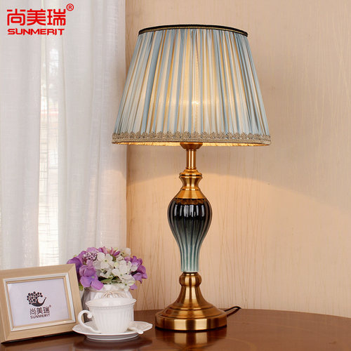 卧室台灯美式复古陶瓷