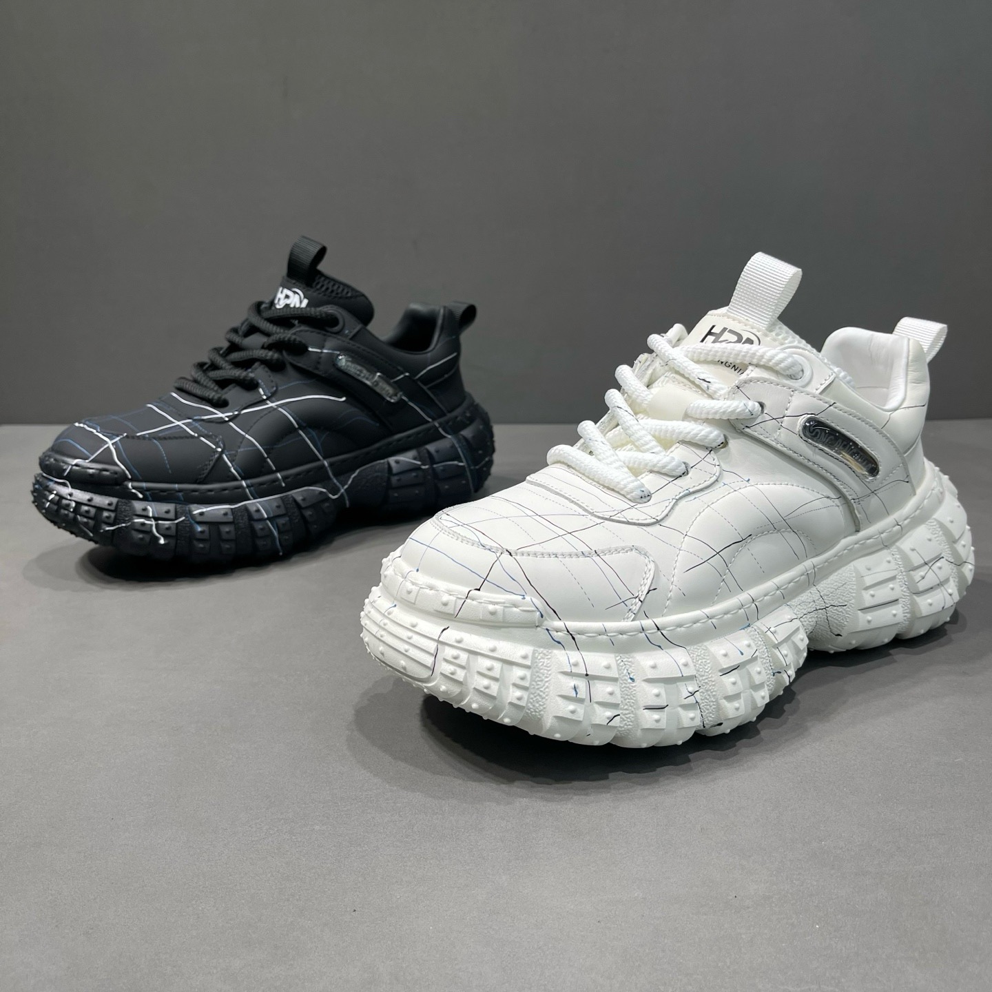 海丽男鞋冬季厚底增高老爹鞋牛皮