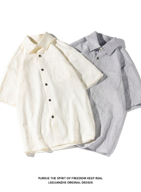 2026 夏季新款 港风白底大码国风国潮短袖衬衫M-5X HC24220-特P35