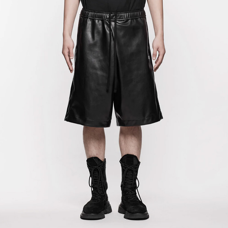 YOJI OOAK五分皮短裤宽松大码黑色休闲松紧腰阔腿裤潮男嘻哈暗黑