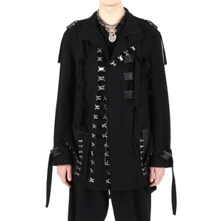 BLAZER WOOL BLACK金属卡扣飘带夹克重工外套原创设计 OOAK YOJI
