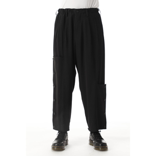 OOAK 腿休闲裤 男士 饰不对称裤 子潮 阔腿黑色百搭设计感纽扣装 YOJI