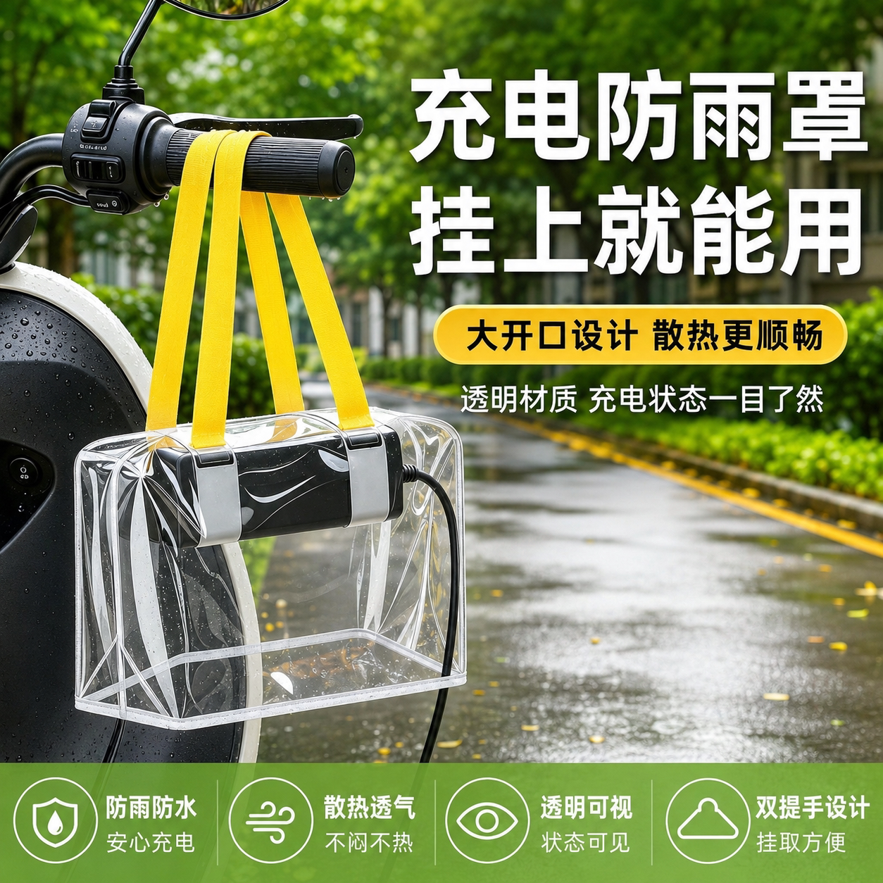 户外电动车充电器防雨罩露天充电防雨防水收纳袋防风尘电动车配件图片